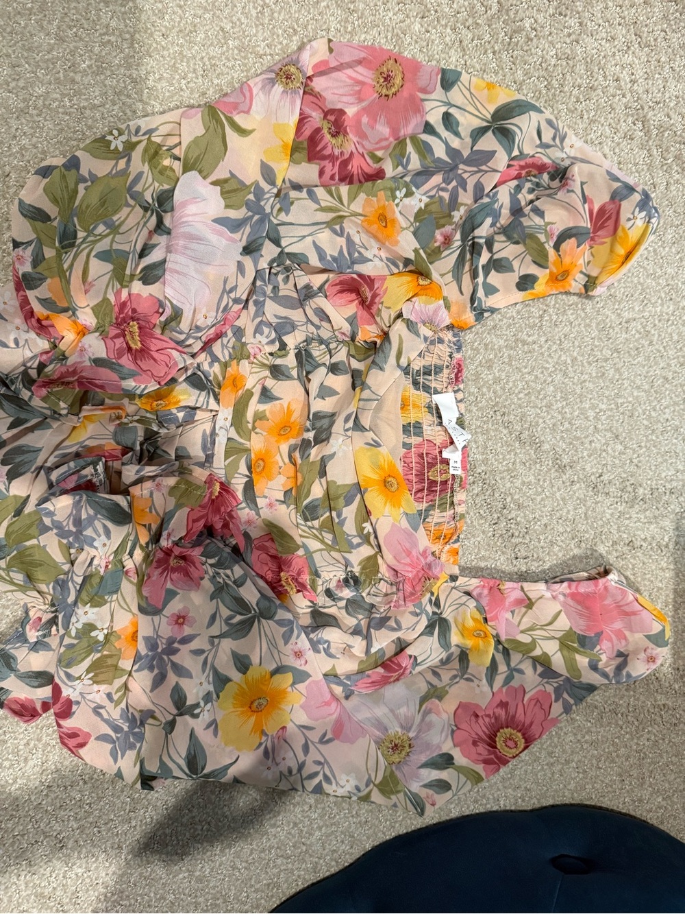 Tonina top in taupe fuschia multi floral